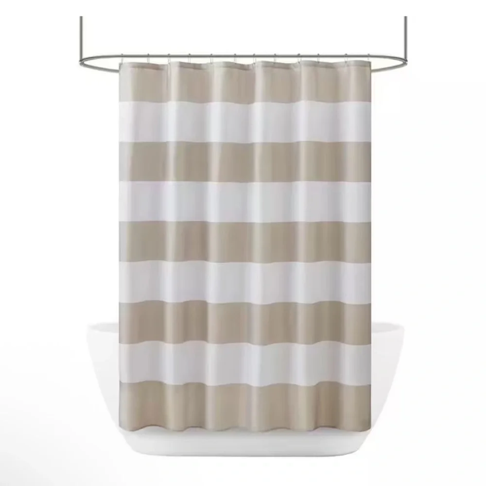 New! Urban Habitat Polyester Shower Curtain Plus 12 Hooks Set in White/ Oatmeal